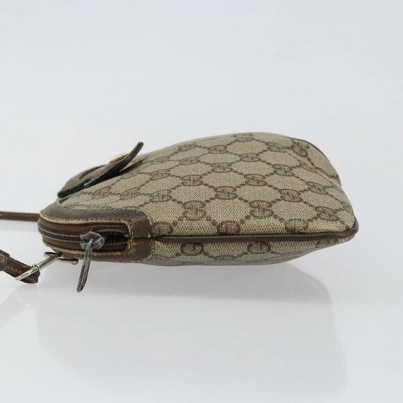 GUCCI GG Supreme Web Sherry Line Bag PVC Beige Gold - Picture 7 of 15